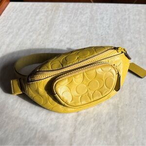 Coach Yellow Embossed Leather Bag